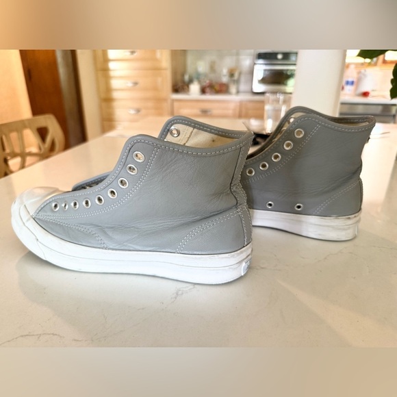 Converse Jack Purcell High OX GRAY Leather Sneakers Unisex Men's 7/ Women's 8.5 - Picture 5 of 9